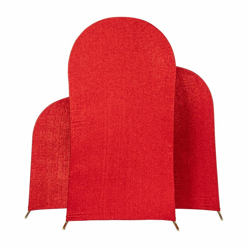 Arches Covers |   Shimmer Spandex Arch Covers For Chiara Frame Backdrop 3Pc/Set – Red Arches Arches