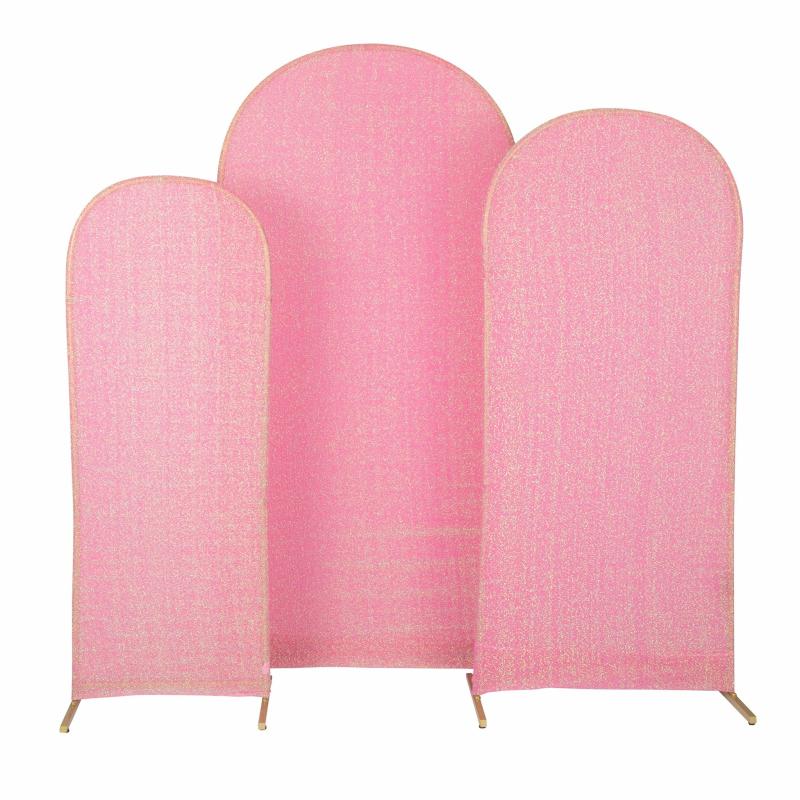 Arches Covers |   Shimmer Spandex Covers For Trio Arch Frame Backdrop 3Pc/Set – Iridescent Pink Arches Arches