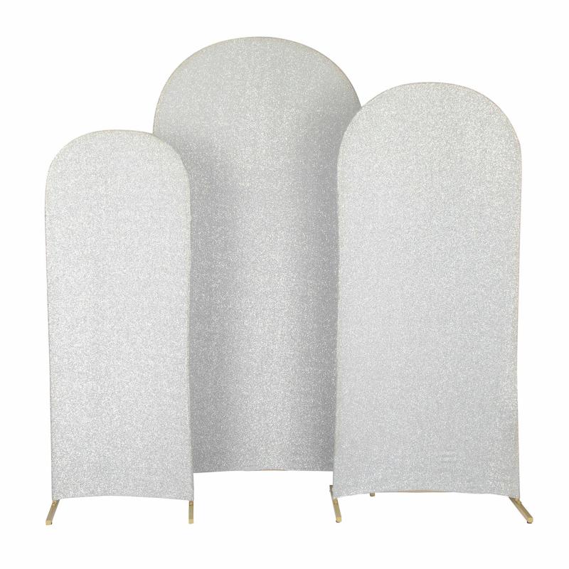 Arches Covers |   Shimmer Spandex Covers For Trio Arch Frame Backdrop 3Pc/Set – Silver Arches Arches