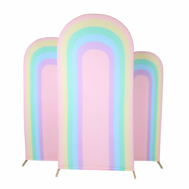 Arches Covers |   Spandex Covers For Trio Arch Frame Backdrop 3Pc/Set – Pastel Rainbow Arches Arches