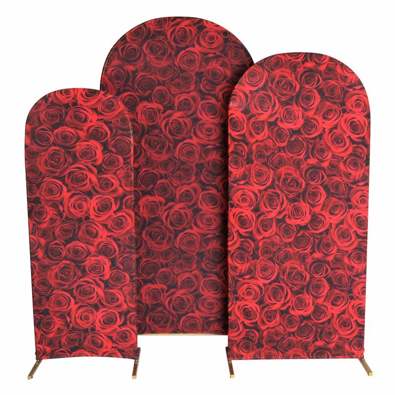 Arches |   Spandex Covers For Trio Arch Frame Backdrop 3Pc/Set – Red Roses Arches Arches