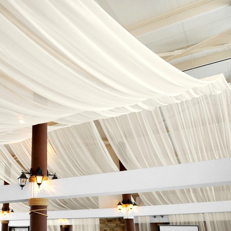 Backdrop Draping |   40Ft Ceiling/Curtain Draping Sheer Voile Flame Retardant (Fr) – Ivory Backdrop Draping Backdrop Draping