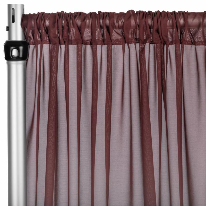 Backdrop Draping |   Chiffon Curtain Drape 10Ft H X 58" W Panel – Burgundy Backdrop Draping Backdrop Draping