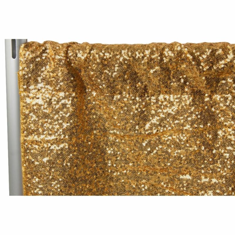 Backdrop Draping |   Glitz Sequin 10Ft H X 112" W Drape/Backdrop Panel – Gold Backdrop Draping Backdrop Draping