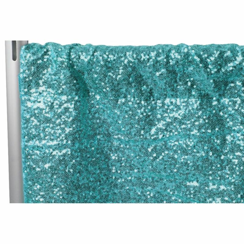 Backdrop Draping |   Glitz Sequin 8Ft H X 52" W Drape/Backdrop Panel – Turquoise Backdrop Draping Backdrop Draping