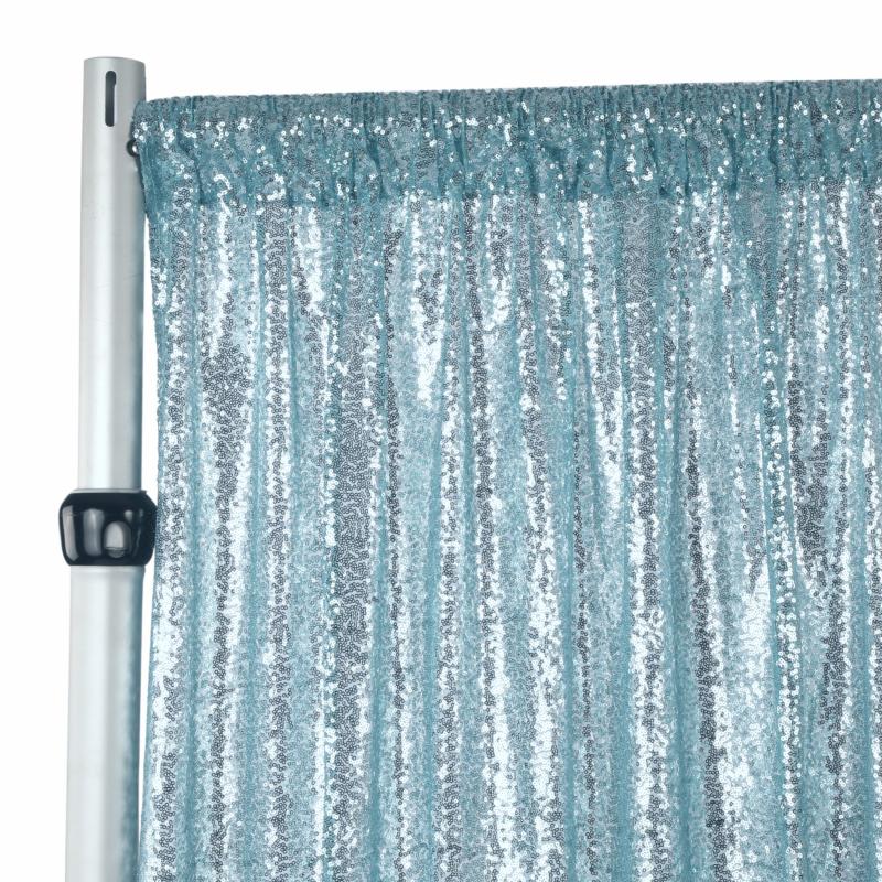 Backdrop Draping |   Glitz Sequin Mesh Net 10Ft H X 52" W Drape/Backdrop Panel – Baby Blue Backdrop Draping Baby Blue