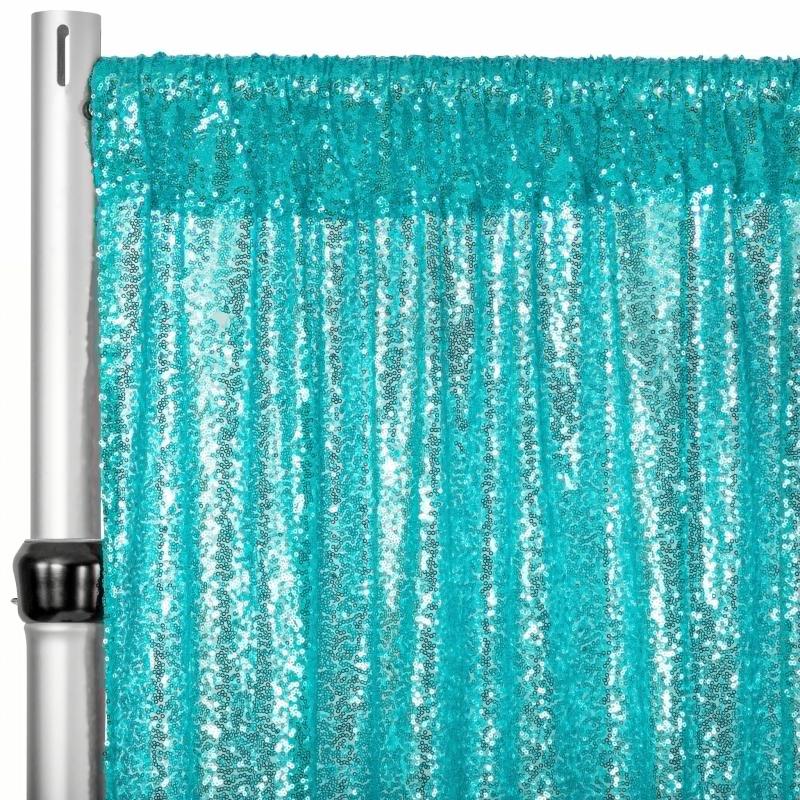 Backdrop Draping |   Glitz Sequin Mesh Net 10Ft H X 52" W Drape/Backdrop Panel – Turquoise Backdrop Draping Backdrop Draping