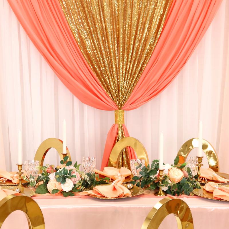 Backdrop Draping |   Glitz Sequin Mesh Net 14Ft H X 52" W Drape/Backdrop Panel – Gold Backdrop Draping Backdrop Draping