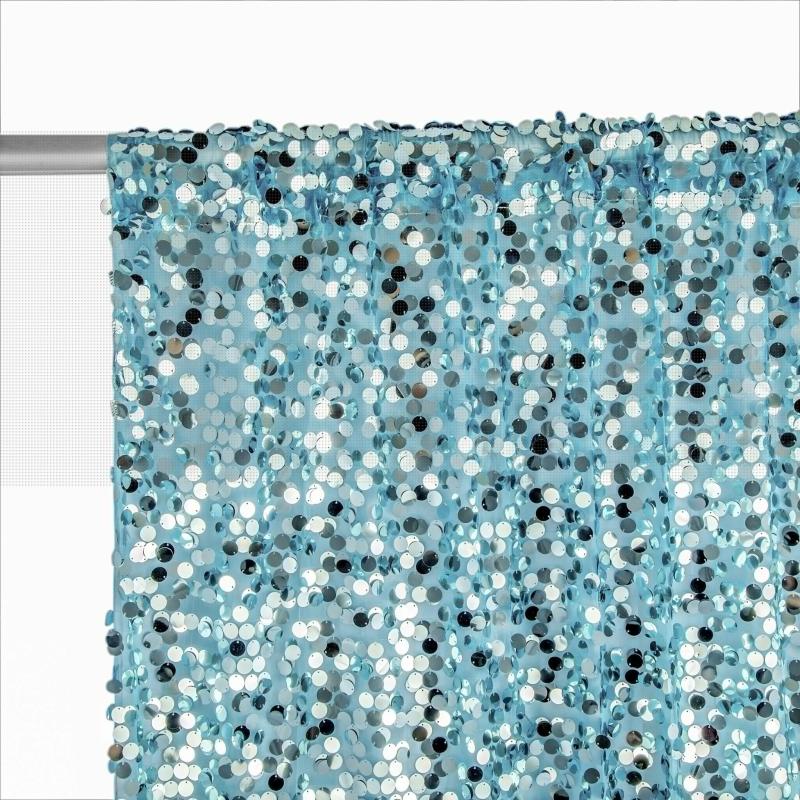 Backdrop Draping |   Large Payette Sequin 10Ft H X 52" W Drape/Backdrop Panel – Baby Blue Backdrop Draping Baby Blue