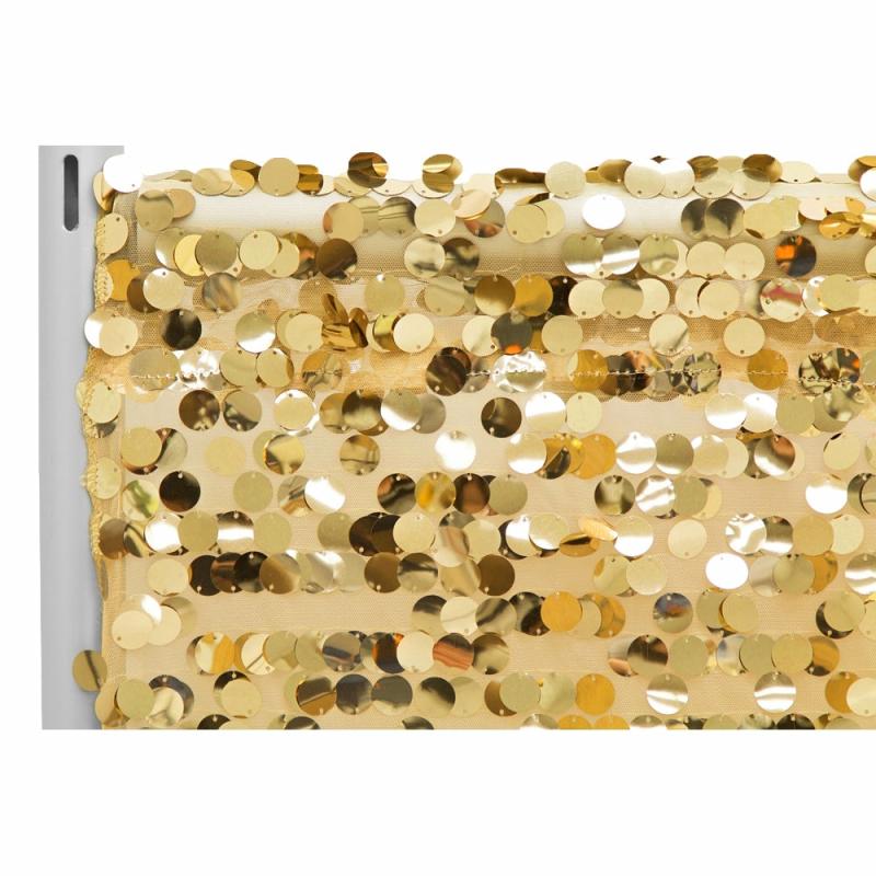 Backdrop Draping |   Large Payette Sequin 10Ft H X 52" W Drape/Backdrop Panel – Gold Backdrop Draping Backdrop Draping