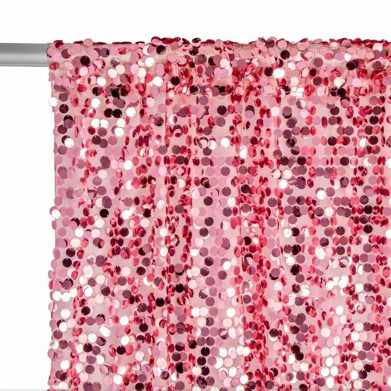 Backdrop Draping |   Large Payette Sequin 10Ft H X 52" W Drape/Backdrop Panel – Pink Backdrop Draping Backdrop Draping