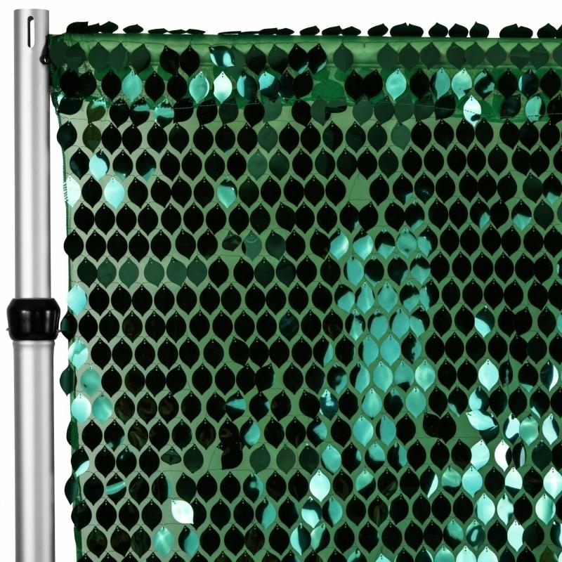 Backdrop Draping |   Leaf Payette Sequin 10Ft H X 52" W Drape/Backdrop Panel – Emerald Green Backdrop Draping Backdrop Draping