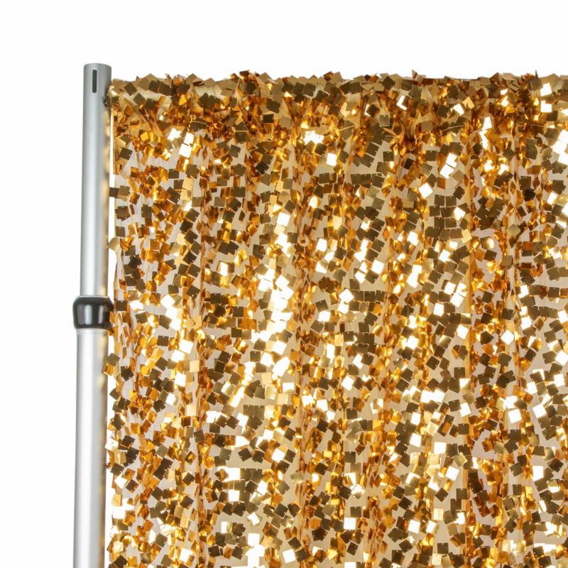 Backdrop Draping |   Square Payette Sequin 10Ft H X 52" W Drape/Backdrop Panel – Gold Backdrop Draping Backdrop Draping