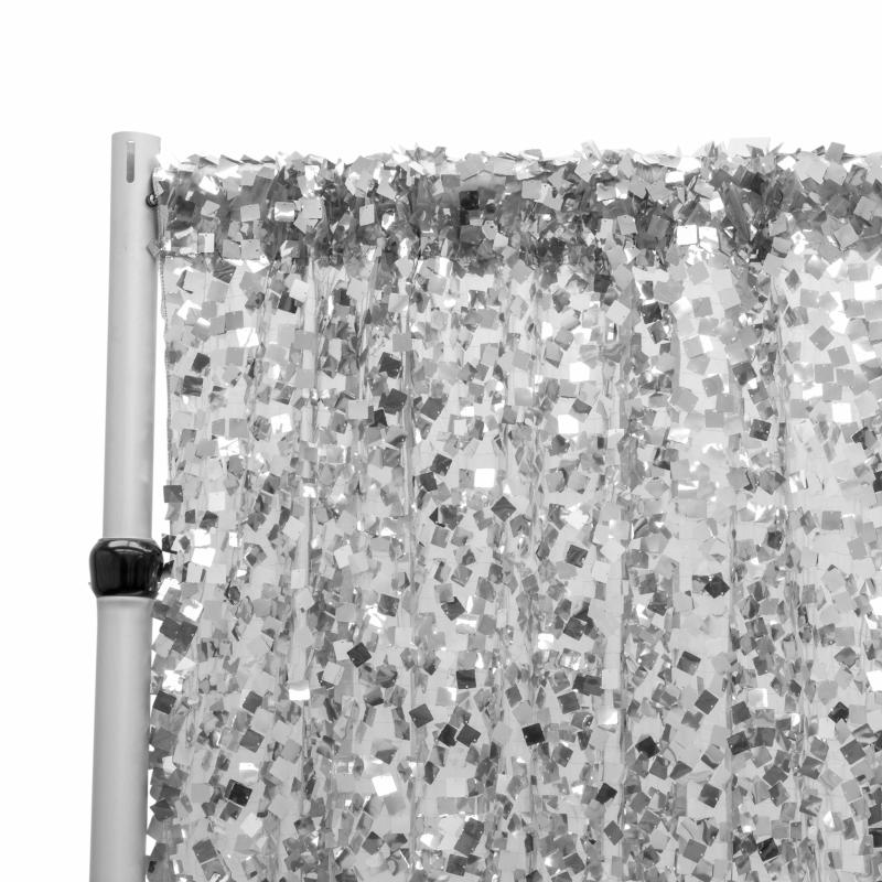 Backdrop Draping |   Square Payette Sequin 10Ft H X 52" W Drape/Backdrop Panel – Silver Backdrop Draping Backdrop Draping