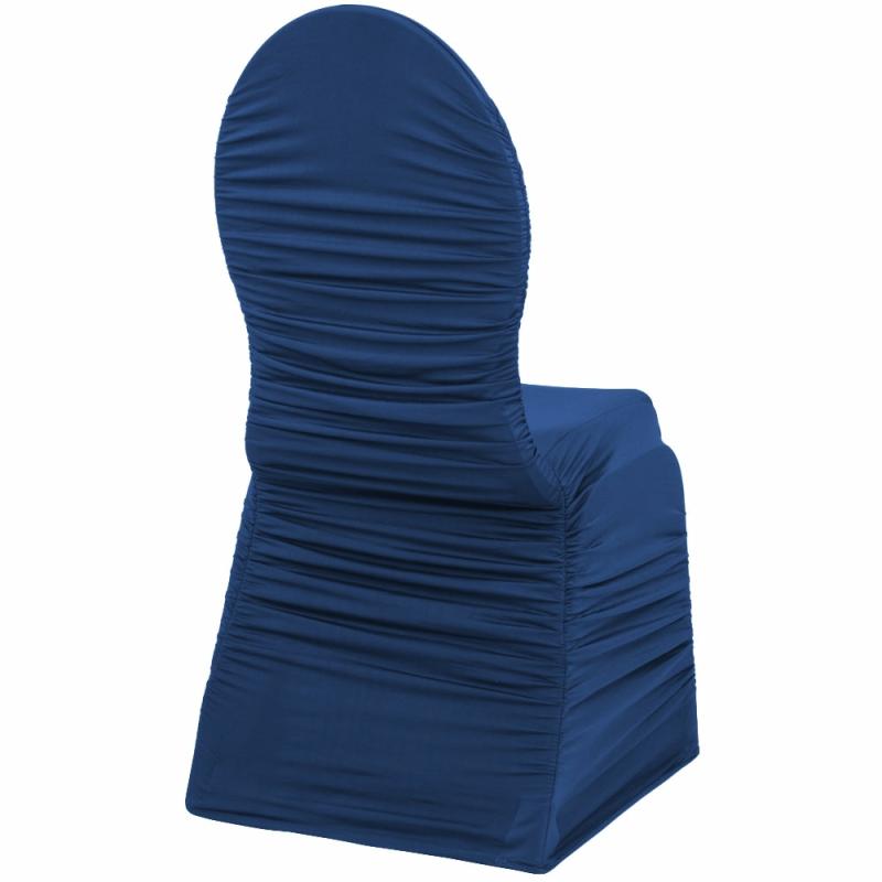 Banquet Chair Covers |   Ruched Fashion Spandex Banquet Chair Cover – Navy Blue Banquet Chair Covers Banquet Chair Covers