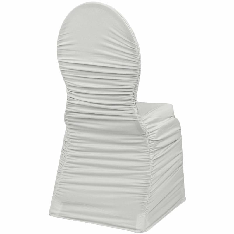 Banquet Chair Covers |   Ruched Fashion Spandex Banquet Chair Cover – Silver Banquet Chair Covers Banquet Chair Covers