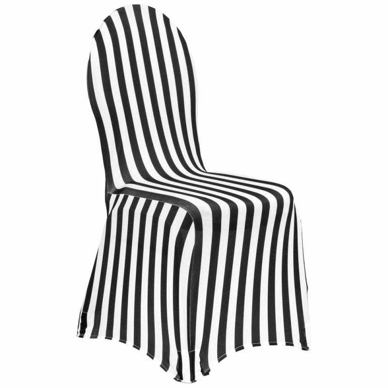 Banquet Chair Covers |   Stripe Spandex Banquet Chair Cover – Black & White Banquet Chair Covers Banquet Chair Covers