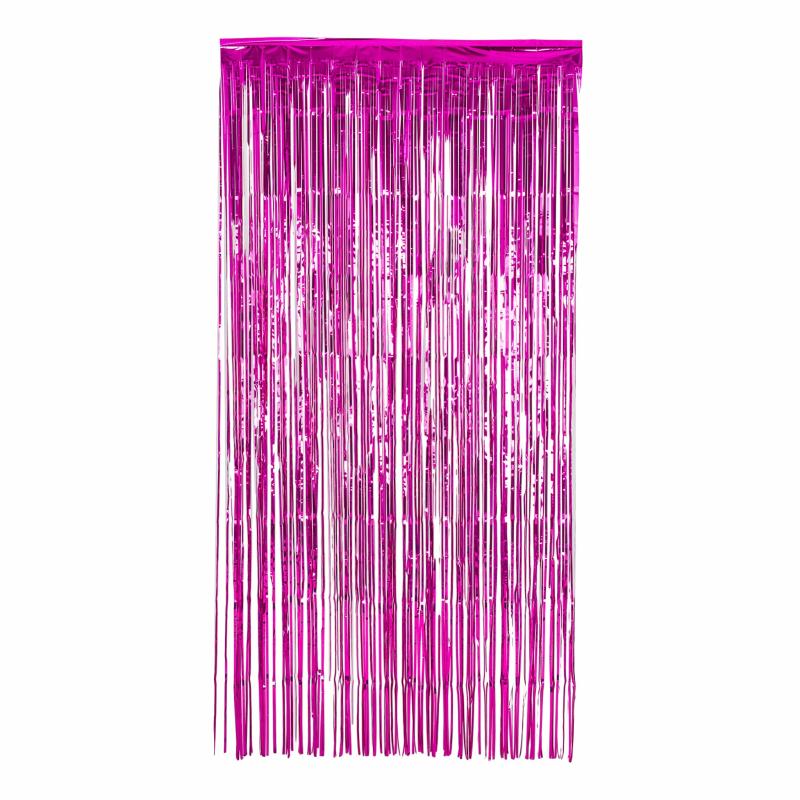 Beads & Crystal Backdrops |   Fuchsia Metallic Foil Fringe Backdrop Curtain 6.5 Ft Beads & Crystal Backdrops Beads & Crystal Backdrops