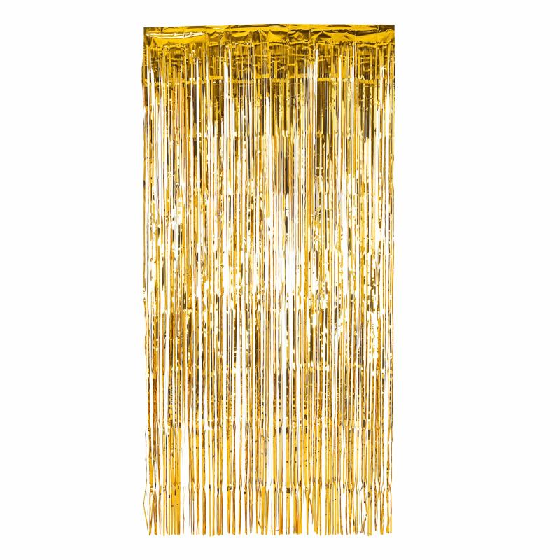 Beads & Crystal Backdrops |   Gold Metallic Foil Fringe Backdrop Curtain 6.5 Ft Beads & Crystal Backdrops Beads & Crystal Backdrops