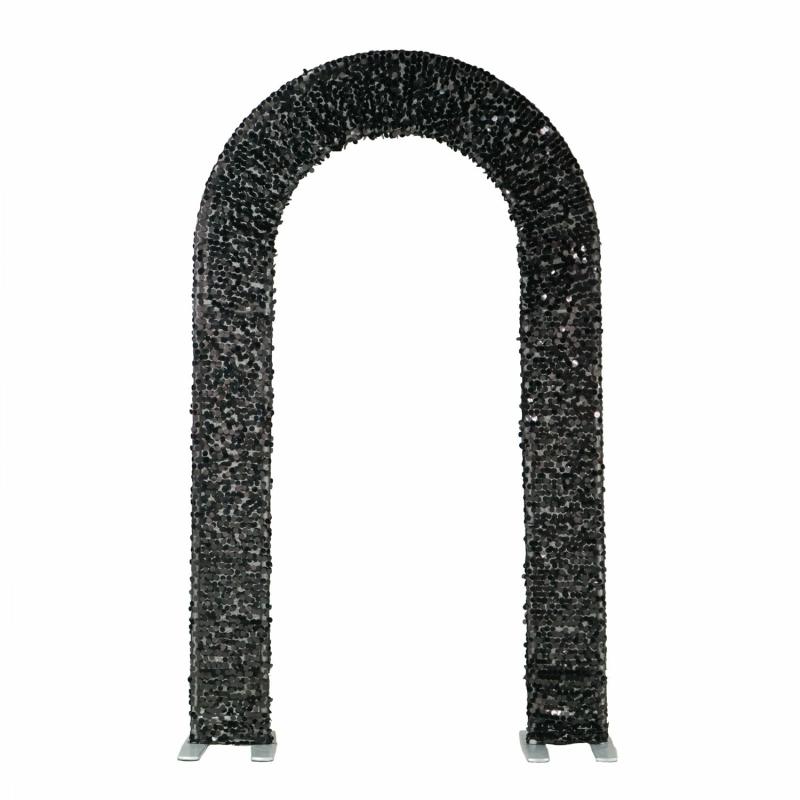 Beads & Crystal Backdrops |   Payette Sequin Open Center Arch Cover – Black Arches Arches