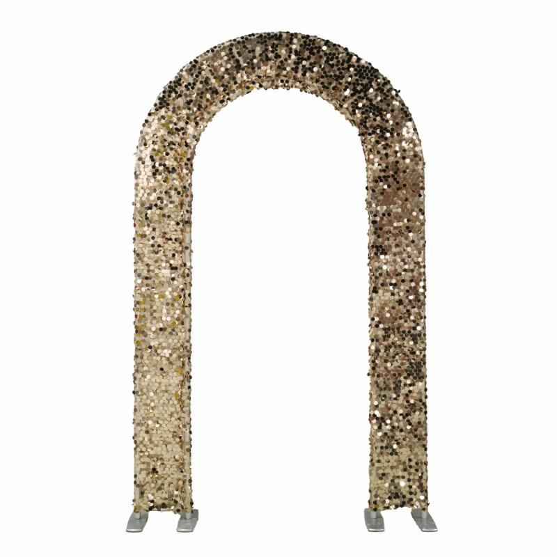 Beads & Crystal Backdrops |   Payette Sequin Open Center Arch Cover – Champagne Arches Arches