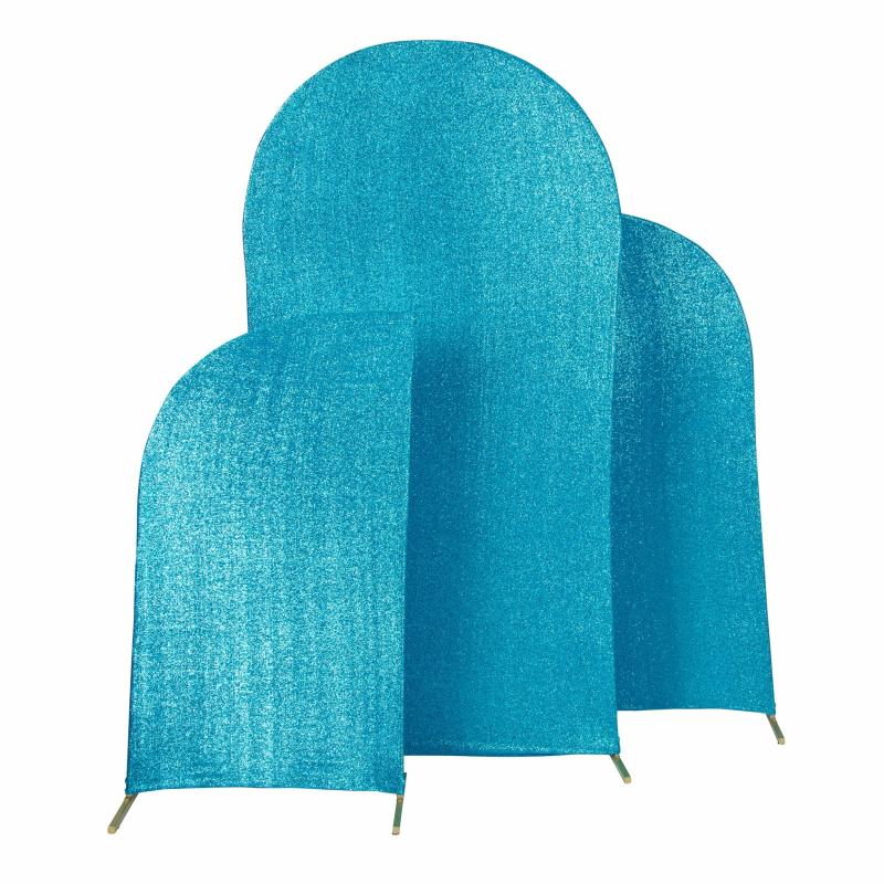 Beads & Crystal Backdrops |   Shimmer Spandex Arch Covers For Chiara Frame Backdrop 3Pc/Set – Aqua Blue Arches Aqua Blue