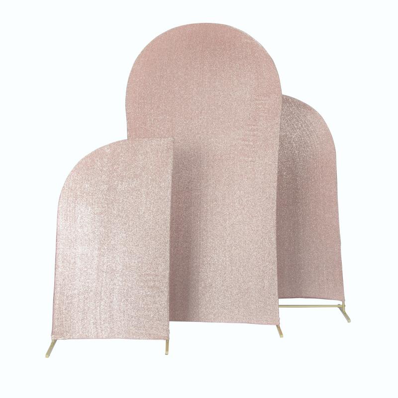 Beads & Crystal Backdrops |   Shimmer Spandex Arch Covers For Chiara Frame Backdrop 3Pc/Set – Champagne Arches Arches