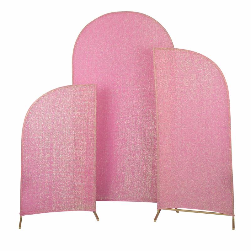 Beads & Crystal Backdrops |   Shimmer Spandex Arch Covers For Chiara Frame Backdrop 3Pc/Set – Iridescent Pink Arches Arches