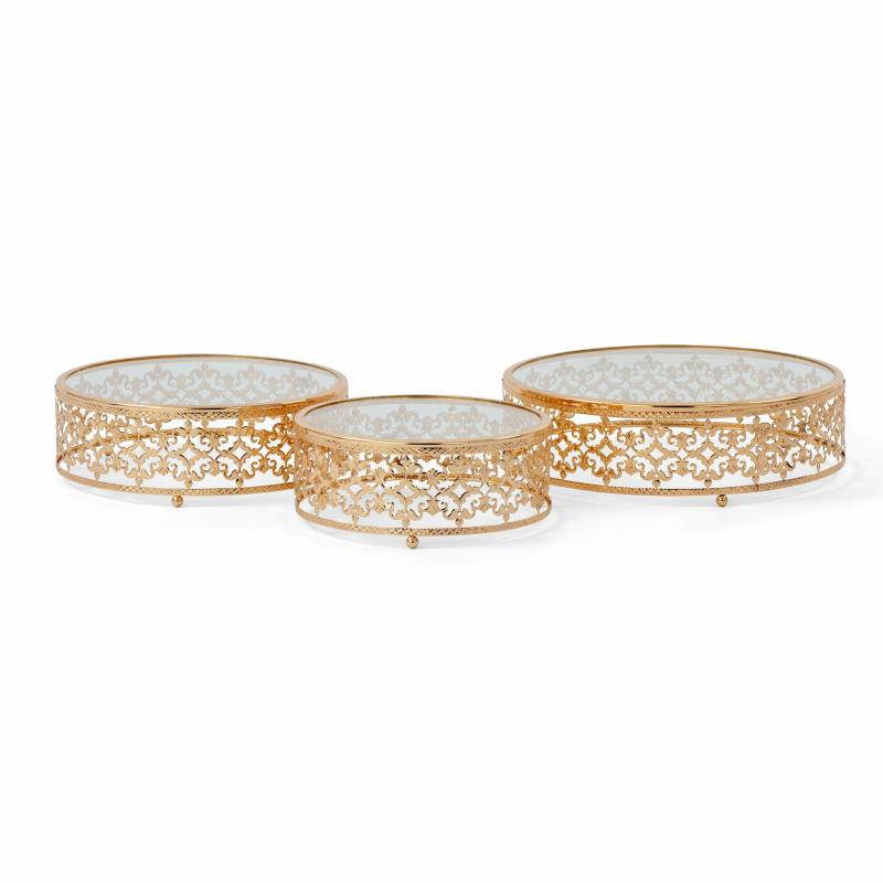 Cake & Cupcake Stands |   3 Pc/Set Luxe Round Cake Display Stands – Gold Cake & Cupcake Stands Cake & Cupcake Stands