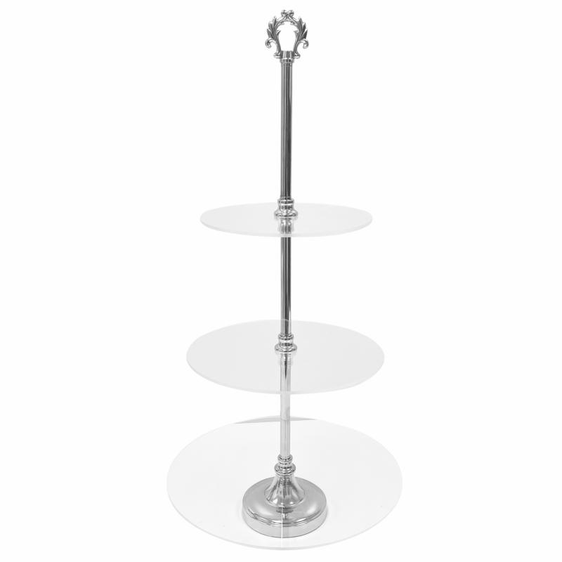 Cake & Cupcake Stands |   3 Tier Classic Round Acrylic Cupcake Dessert Stand – Silver Cake & Cupcake Stands Cake & Cupcake Stands