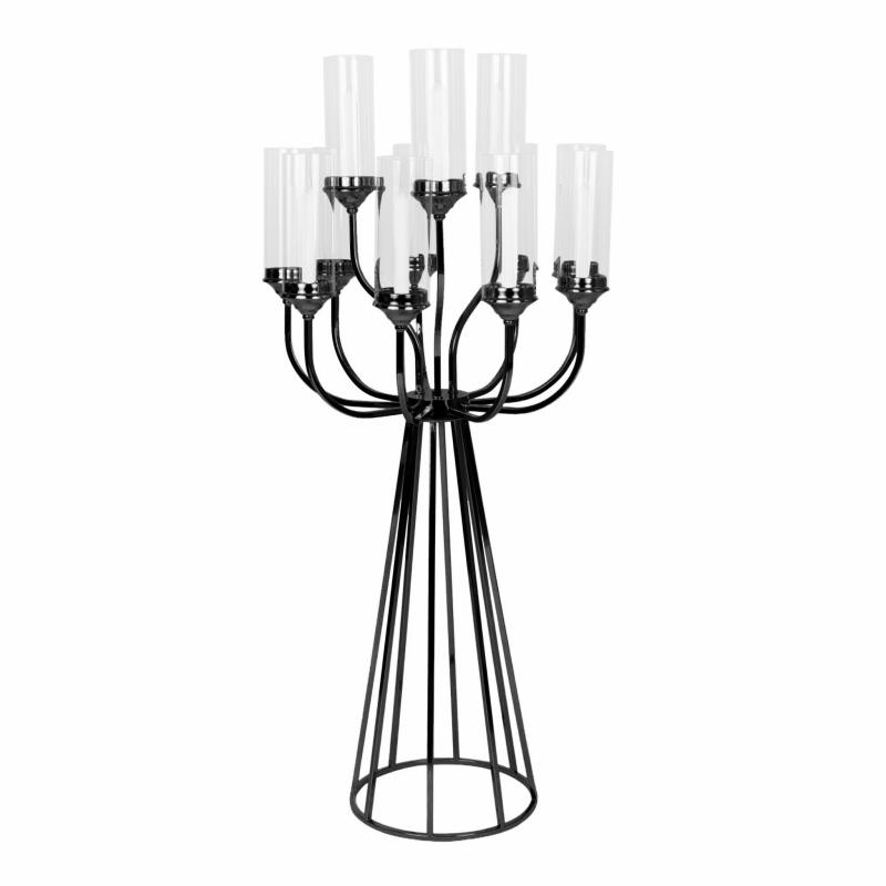 Candelabras |   12 Arms Candle Holder Wedding Candelabra Table Centerpiece 48"H – Black Candelabras Black