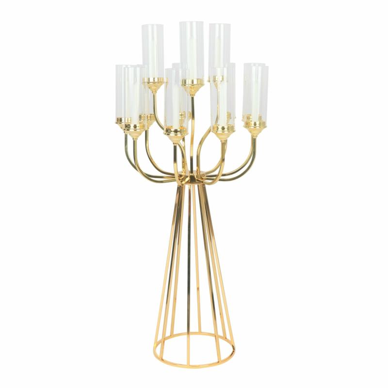 Candelabras |   12 Arms Candle Holder Wedding Candelabra Table Centerpiece 48"H – Gold Candelabras Candelabras