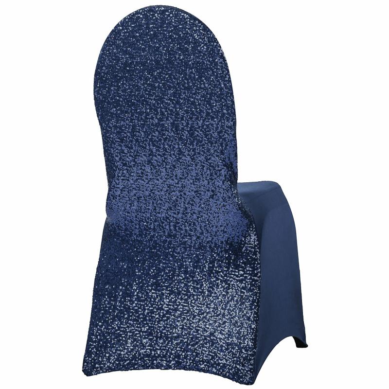 Chair Covers |   Glitz Sequin Stretch Spandex Banquet Chair Cover – Navy Blue Banquet Chair Covers Banquet Chair Covers