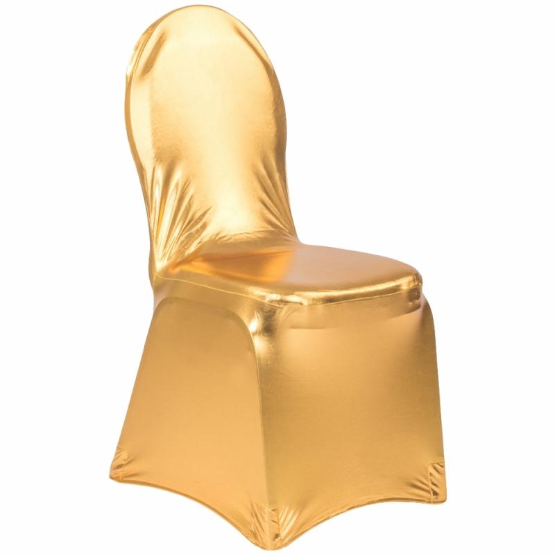 Chair Covers |   Spandex Banquet Chair Cover – Metallic Gold Banquet Chair Covers Banquet Chair Covers