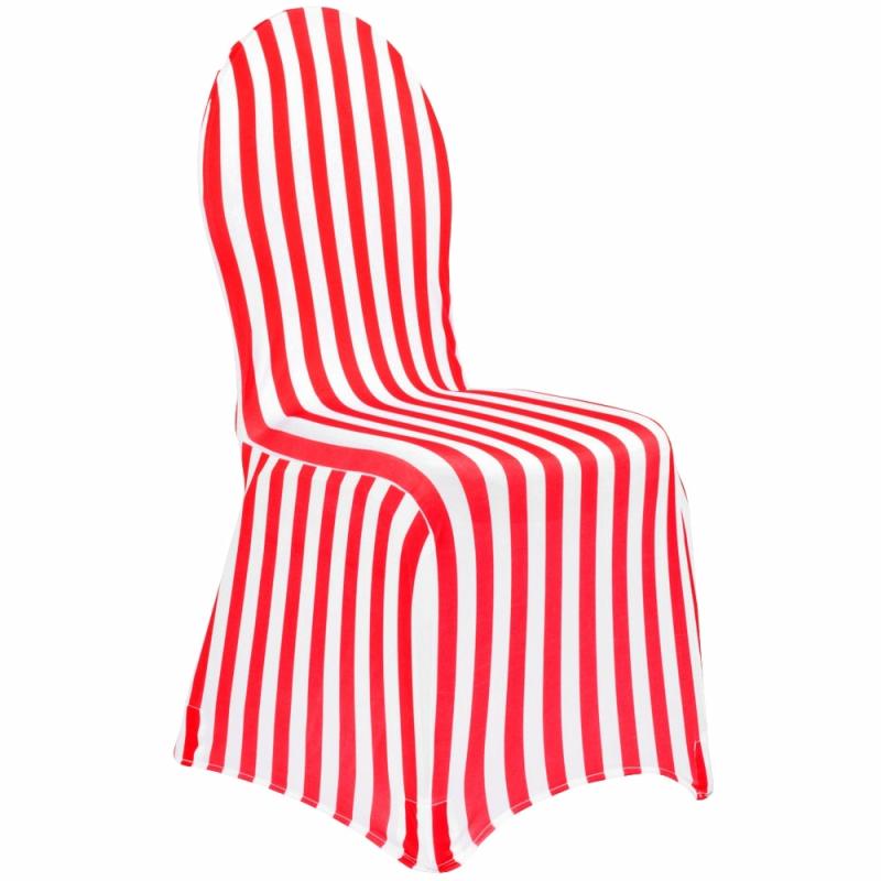 Chair Covers |   Stripe Spandex Banquet Chair Cover – Red & White Banquet Chair Covers Banquet Chair Covers