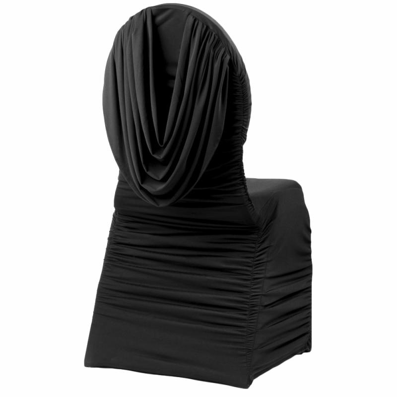 Chair Covers |   Swag Back Ruched Spandex Banquet Chair Cover – Black Banquet Chair Covers Banquet Chair Covers