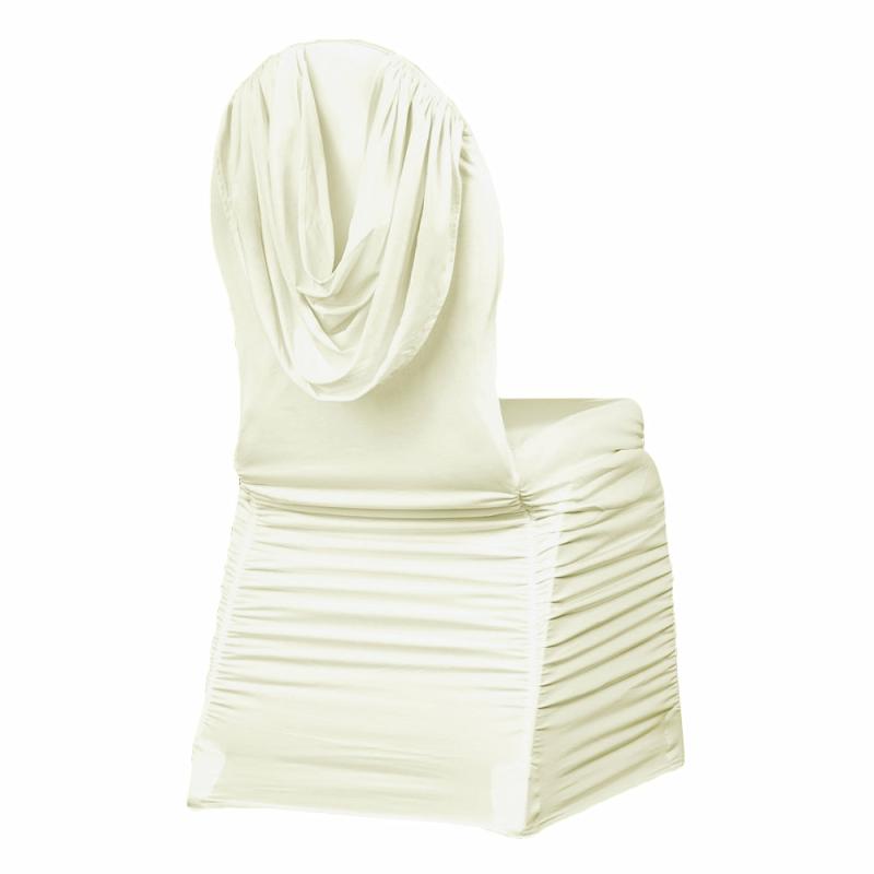 Chair Covers |   Swag Back Ruched Spandex Banquet Chair Cover – Ivory Banquet Chair Covers Banquet Chair Covers