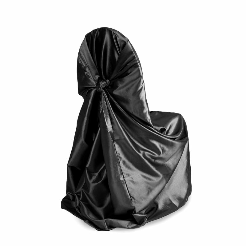 Chair Covers |   Taffeta Universal Self Tie Chair Cover – Black Chair Covers Black