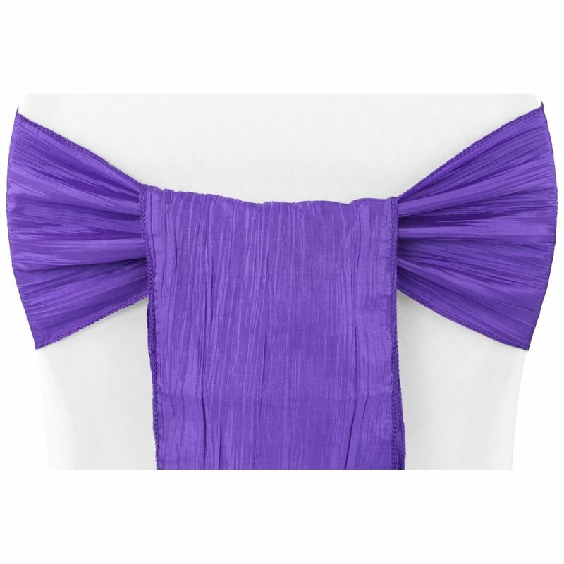 Chair Sashes & Bands |   Accordion Crinkle Taffeta Chair Sash – Purple Chair Covers & Chair Sashes Chair Sashes & Bands