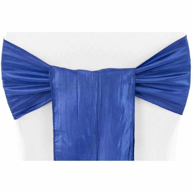 Chair Sashes & Bands |   Accordion Crinkle Taffeta Chair Sash – Royal Blue Chair Covers & Chair Sashes Chair Sashes & Bands