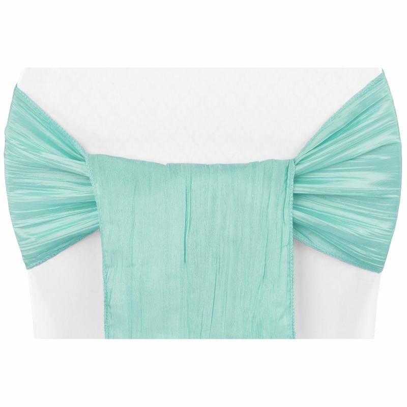 Chair Sashes & Bands |   Accordion Crinkle Taffeta Chair Sash – Turquoise Chair Covers & Chair Sashes Chair Sashes & Bands