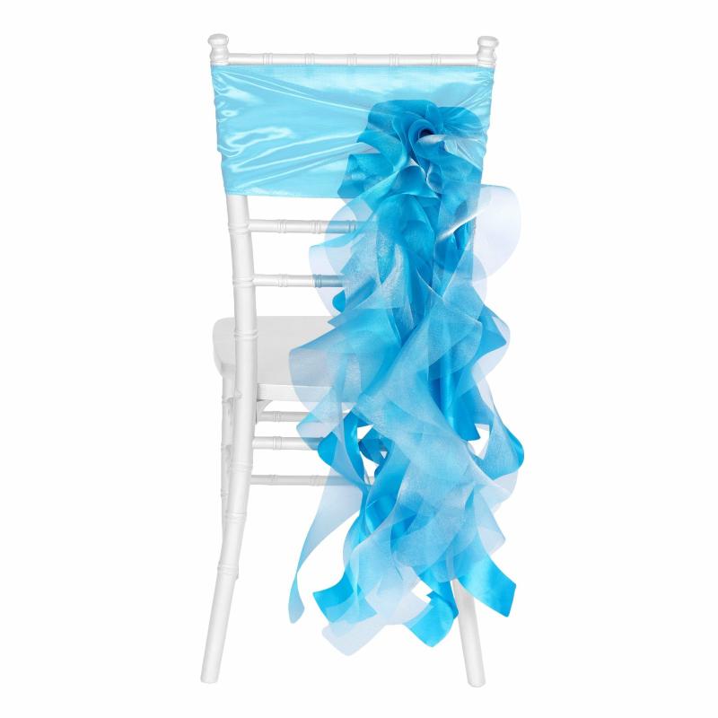 Chair Sashes & Bands |   Curly Willow Chair Sash – Aqua Blue Chair Covers & Chair Sashes Aqua Blue