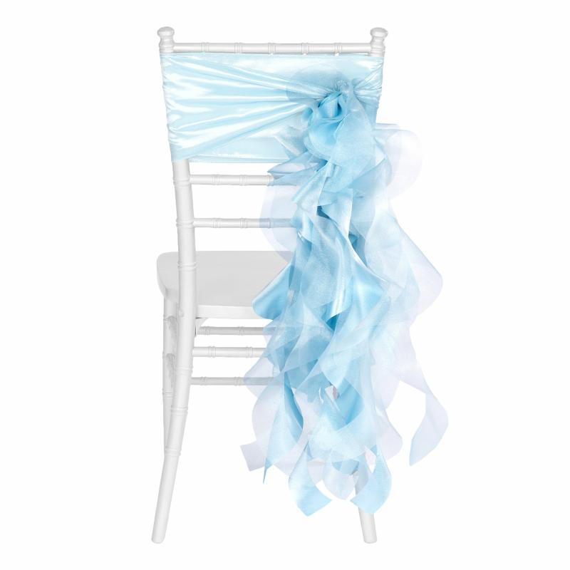 Chair Sashes & Bands |   Curly Willow Chair Sash – Baby Blue Chair Covers & Chair Sashes Baby Blue