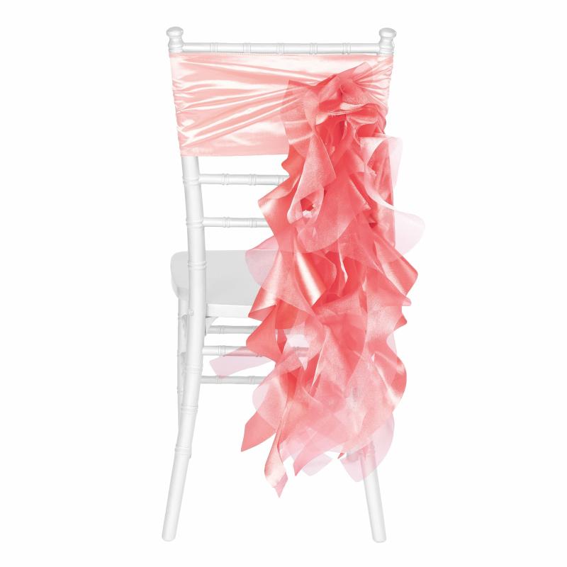 Chair Sashes & Bands |   Curly Willow Chair Sash – Coral Chair Covers & Chair Sashes Chair Sashes & Bands