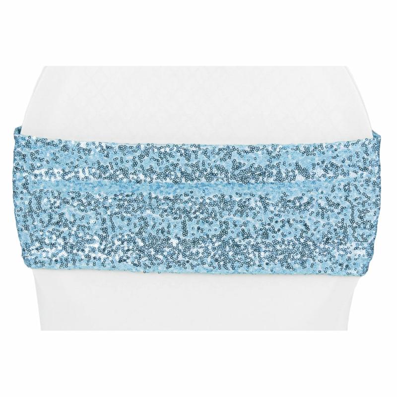 Chair Sashes & Bands |   Glitz Sequin Spandex Chair Band – Baby Blue Chair Covers & Chair Sashes Baby Blue