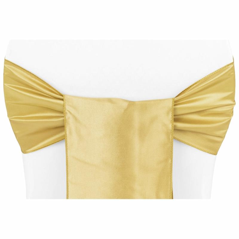 Chair Sashes & Bands |   Taffeta Chair Sash/Tie – Gold Chair Covers & Chair Sashes Chair Sashes & Bands