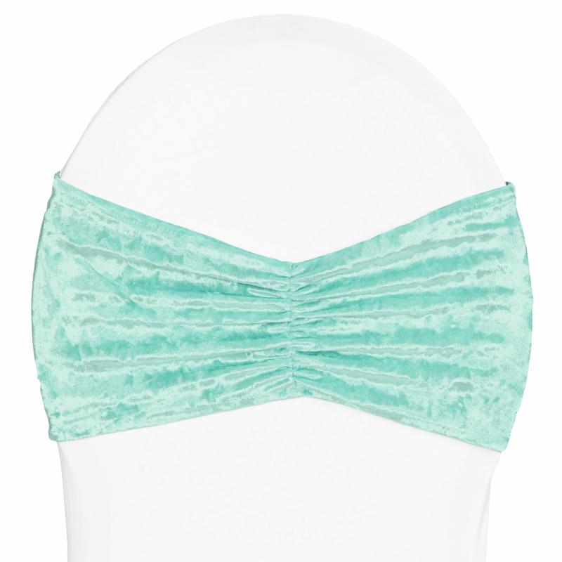 Chair Sashes & Bands |   Velvet Ruffle Stretch Chair Band – Light Turquoise Chair Covers & Chair Sashes Chair Sashes & Bands