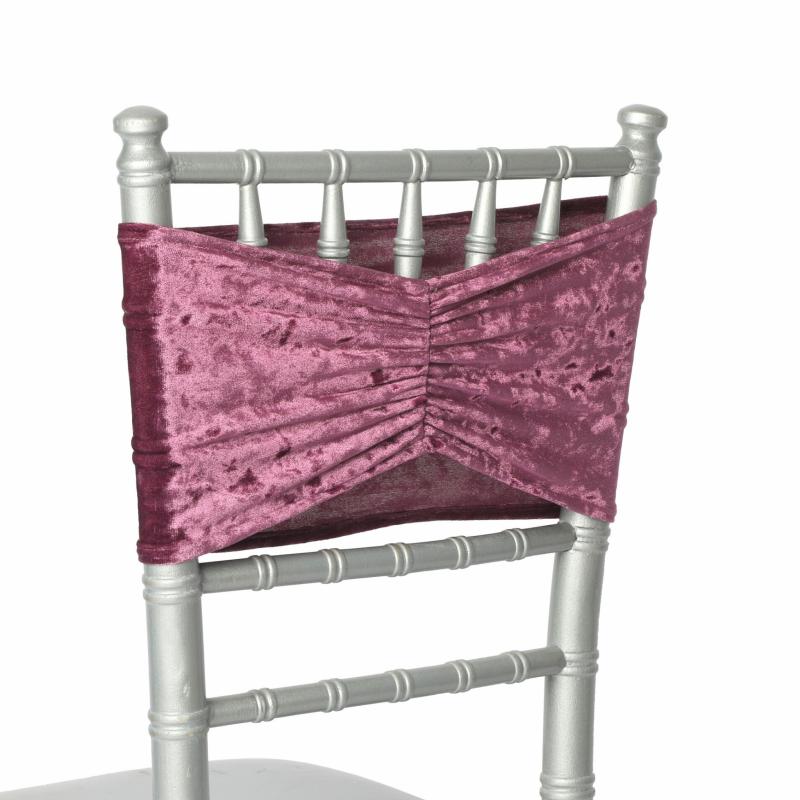 Chair Sashes & Bands |   Velvet Ruffle Stretch Chair Band – Violet Chair Covers & Chair Sashes Chair Sashes & Bands