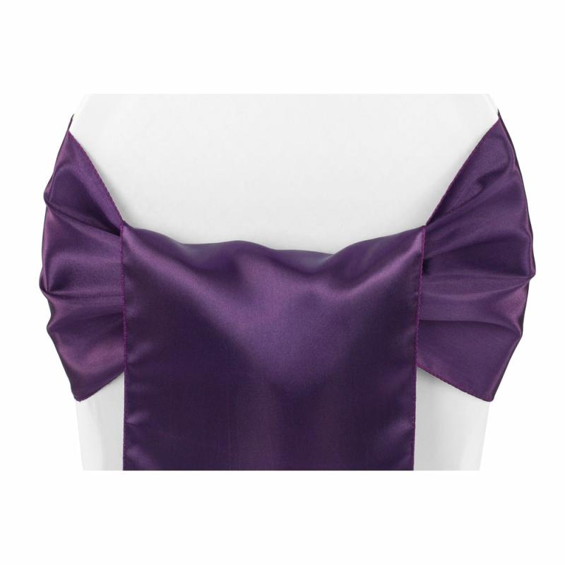 Chair Sashes & Bands |   Wide Satin Chair Sash – Eggplant/Plum Chair Covers & Chair Sashes Chair Sashes & Bands