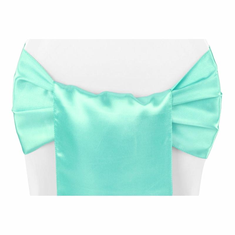 Chair Sashes & Bands |   Wide Satin Chair Sash – Light Turquoise Chair Covers & Chair Sashes Chair Sashes & Bands